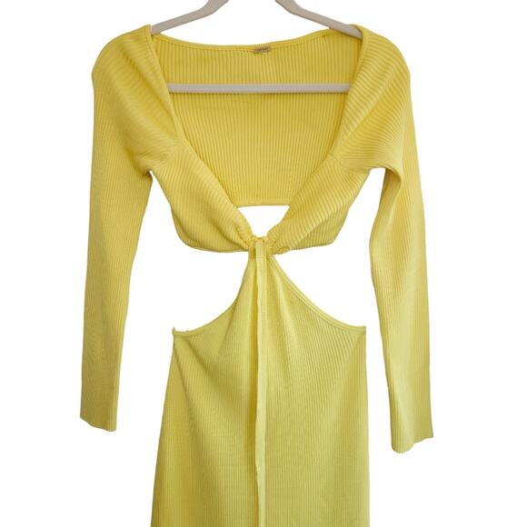 Cult Gaia Enzo‎ Strappy Cutout Knit Maxi Dress Size Large Ribbed Yellow - Picture 9 of 15